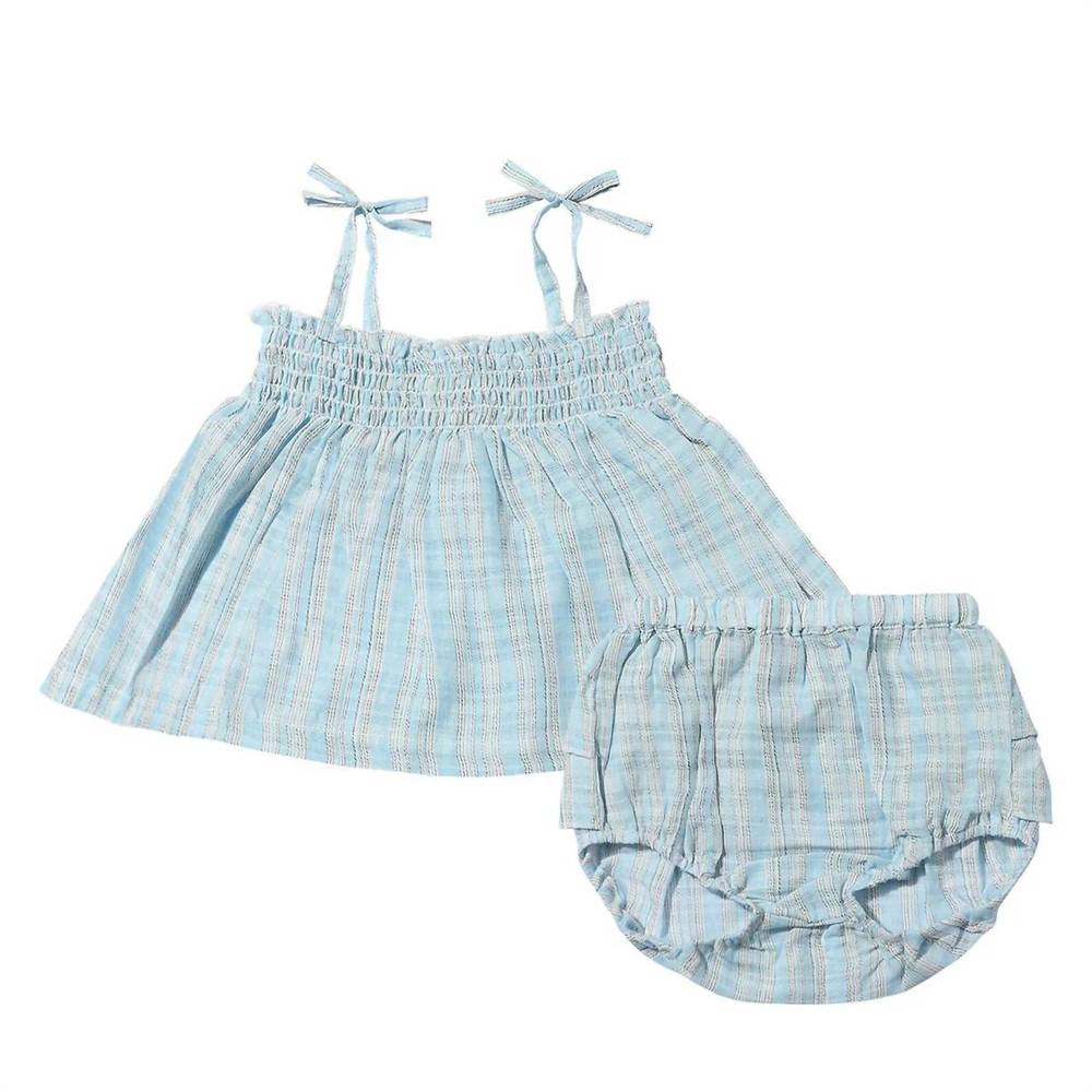 NEW VIGNETTE girl's bianca smocked set in blue